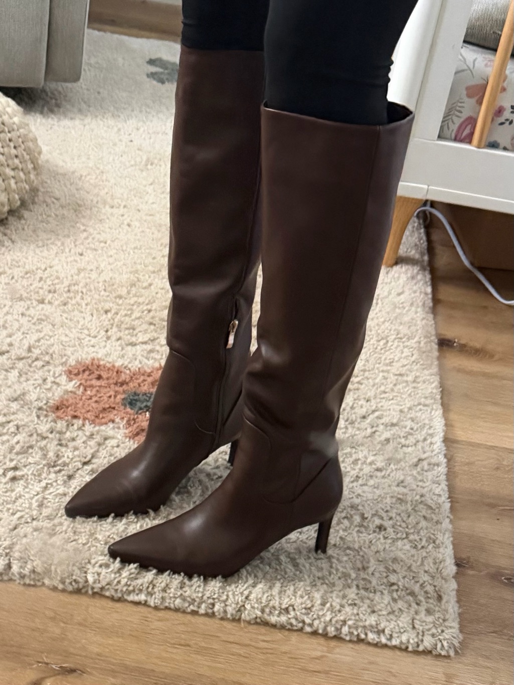 Bellini Dark Brown Pointed Toe Knee-High Heel Boots